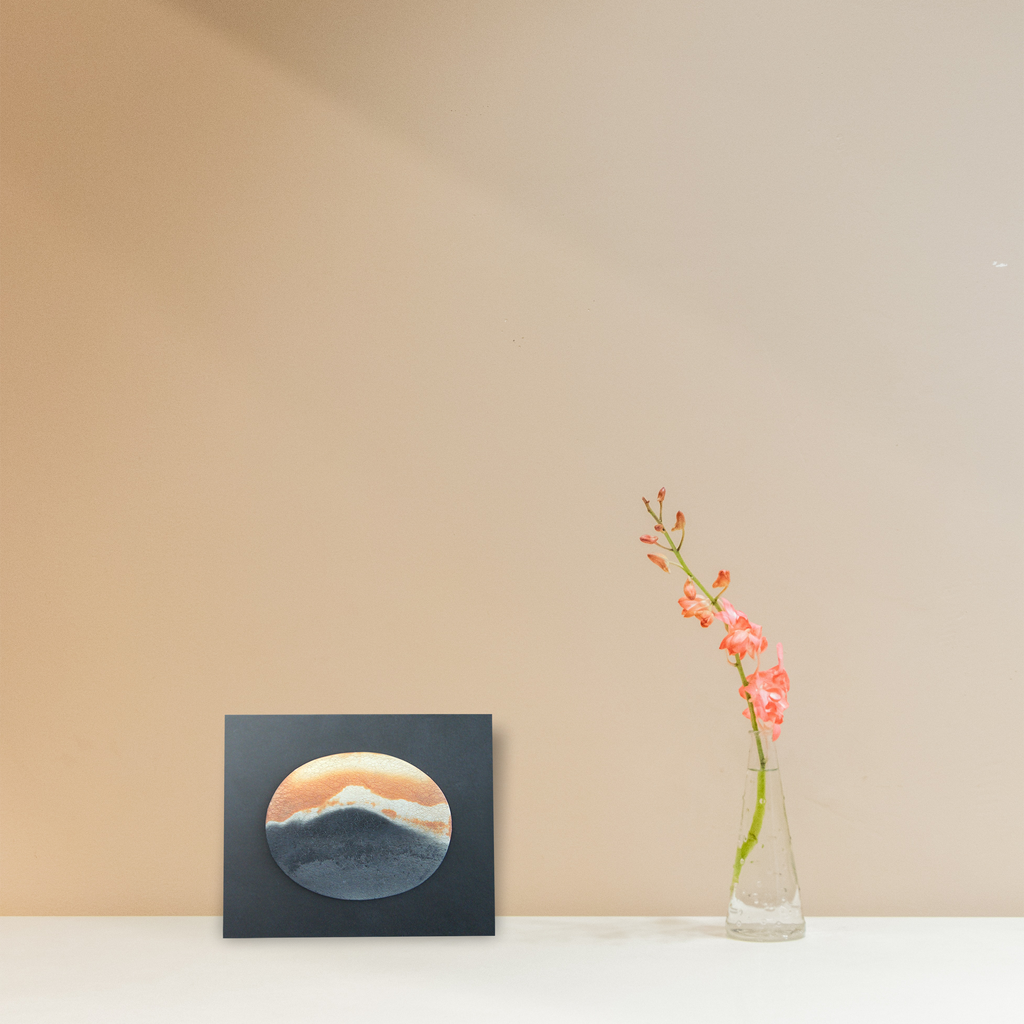 Shotengai-Unka-yaki-Twilight Red Ceramic Plate Art - Gift Set