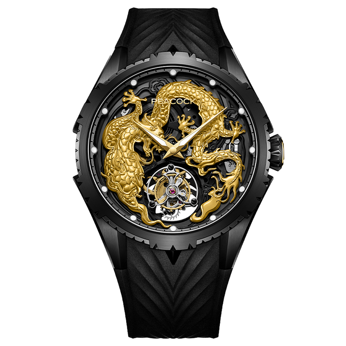 Peacock 24K Gold Year of the Dragon Tourbillon Watch