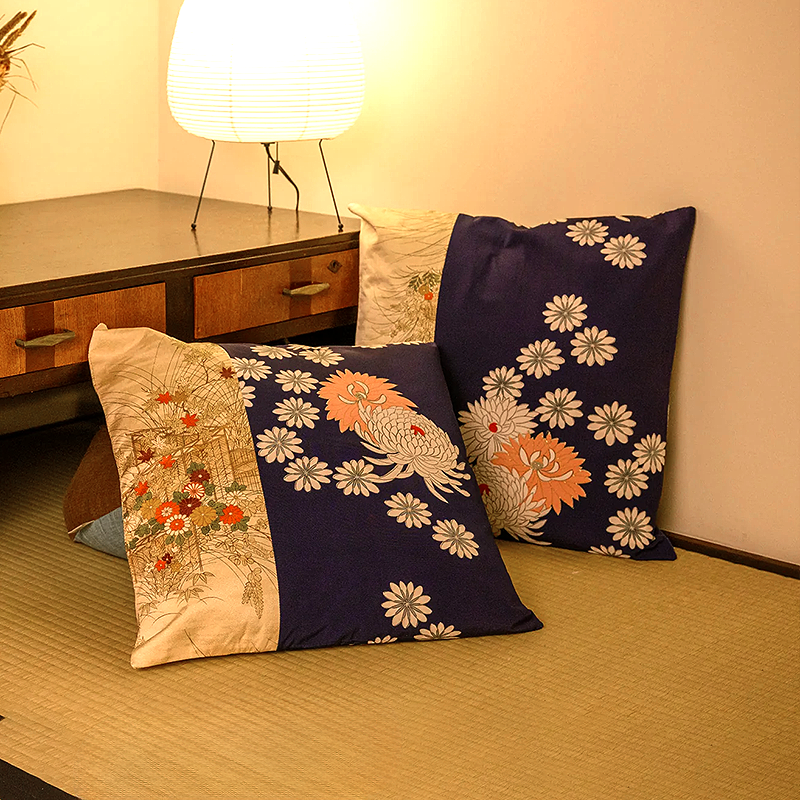 Shotengai-Hisui Kimono Cushion Cover
