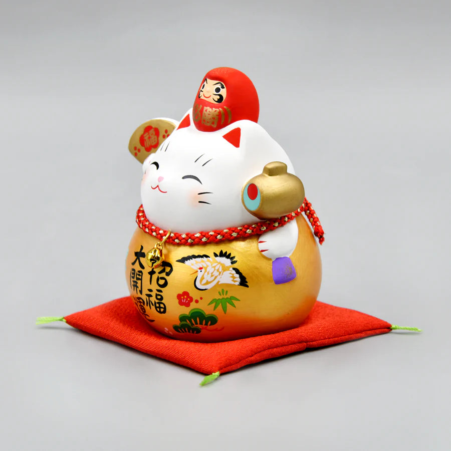 Yakushigama Maneki-Neko Japanese Lucky Beckoning Cat