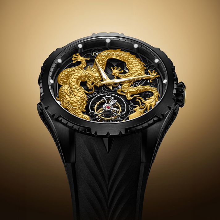 Peacock 24K Gold Year of the Dragon Tourbillon Watch