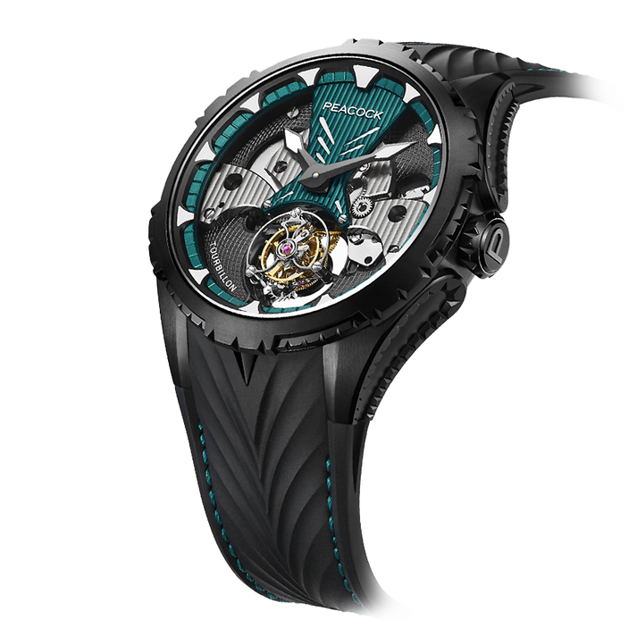 Peacock Plume Warrior Center Axis Tourbillon Watch