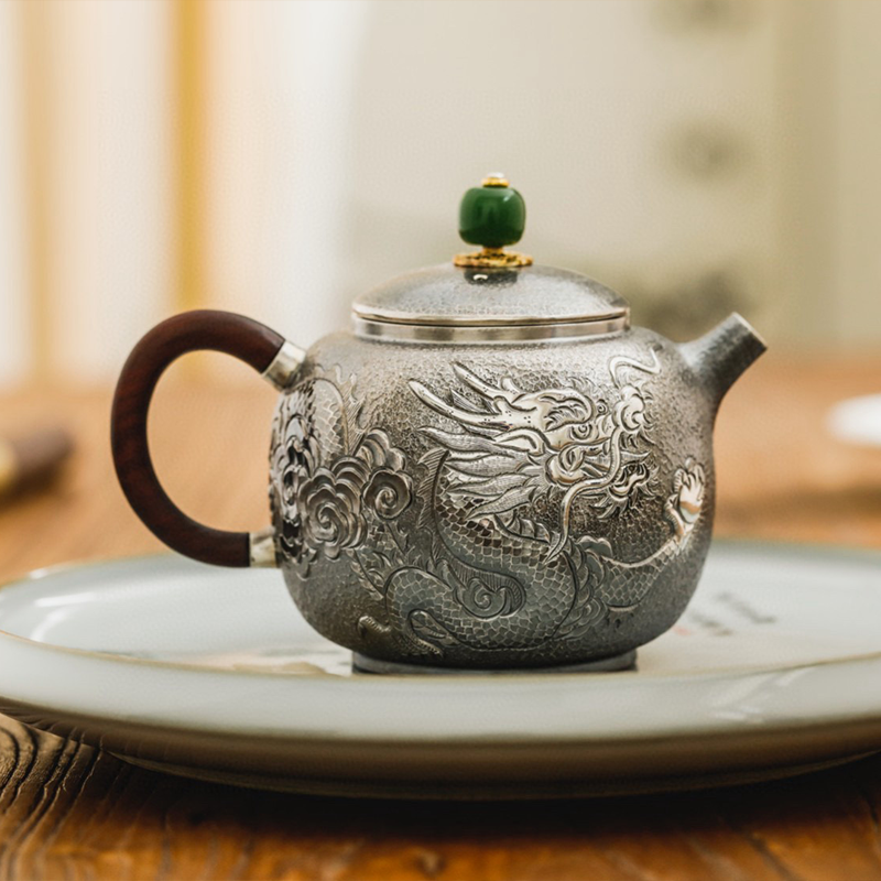 Chinese Hand-Hammered Silver Teapot