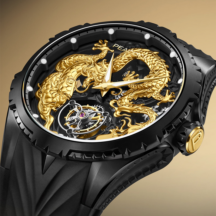 Peacock 24K Gold Year of the Dragon Tourbillon Watch