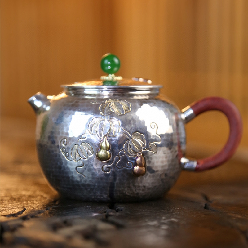 Chinese Hand-Hammered Silver Teapot