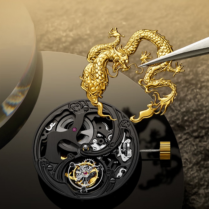 Peacock 24K Gold Year of the Dragon Tourbillon Watch