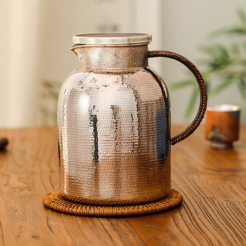Chinese Hand-Hammered Silver Water Pot
