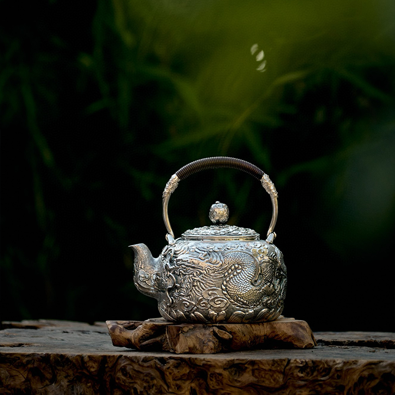 Chinese Hand-Hammered Silver Teapot