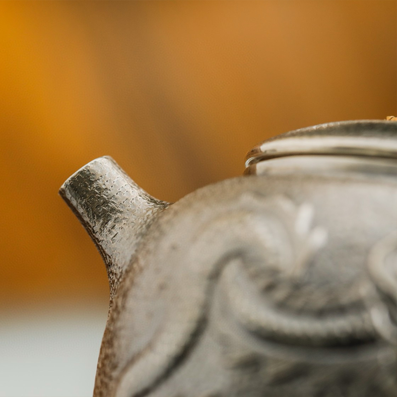 Chinese Hand-Hammered Silver Teapot