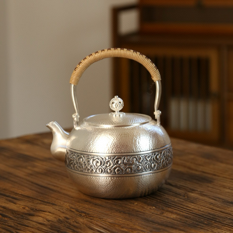 Chinese Hand-Hammered Silver Tea Set