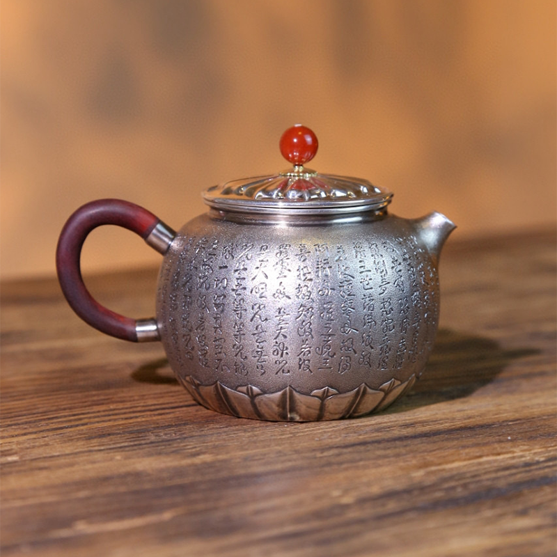 Chinese Hand-Hammered Silver Teapot