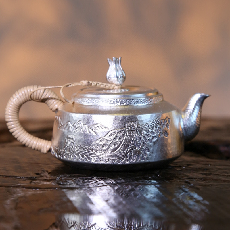 Chinese Hand-Hammered Silver Tea Set