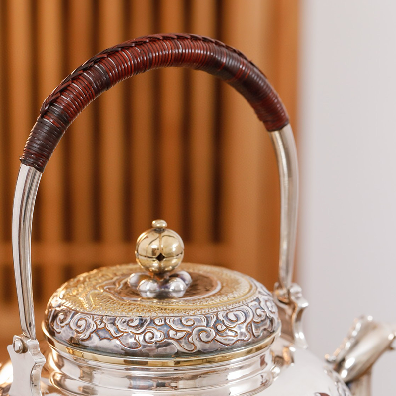 Chinese Hand-Hammered Silver Tea set
