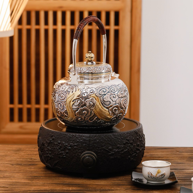 Chinese Hand-Hammered Silver Tea set