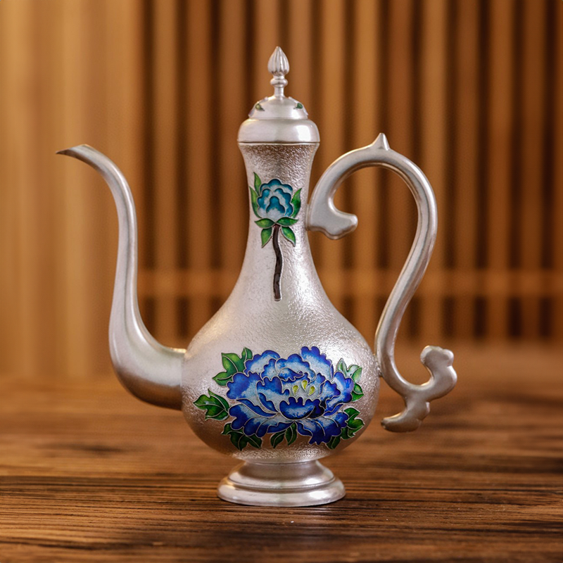 Chinese Hand-Hammered Silver Wine Set
