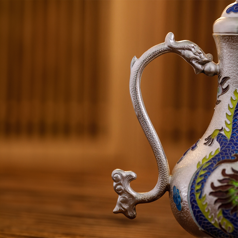 Chinese Hand-Hammered Silver Wine Set