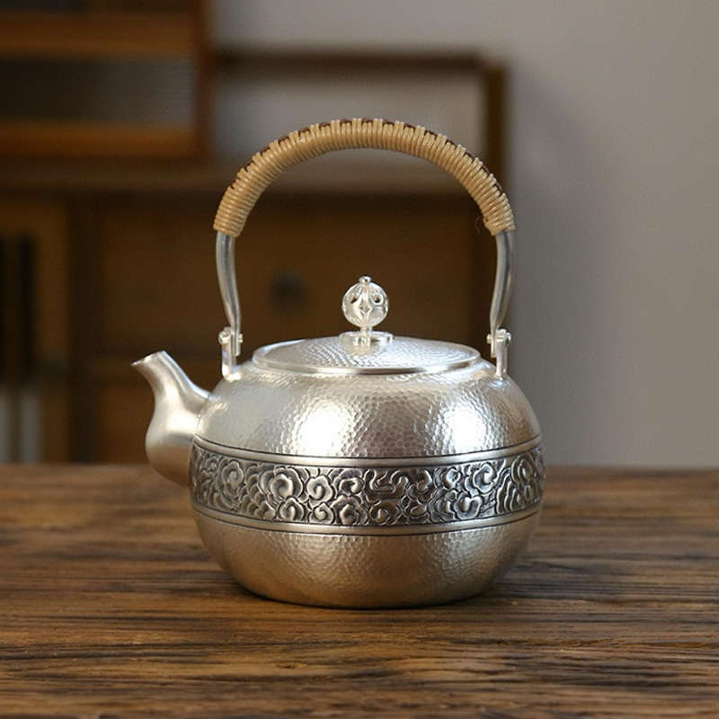 Chinese Hand-Hammered Silver Tea Set
