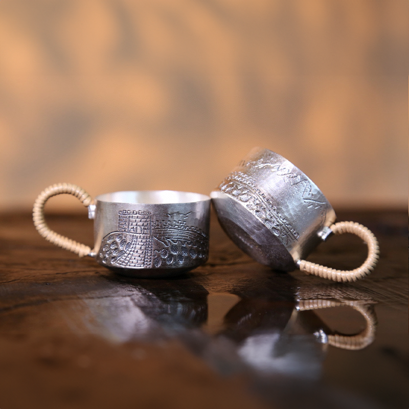 Chinese Hand-Hammered Silver Tea Set