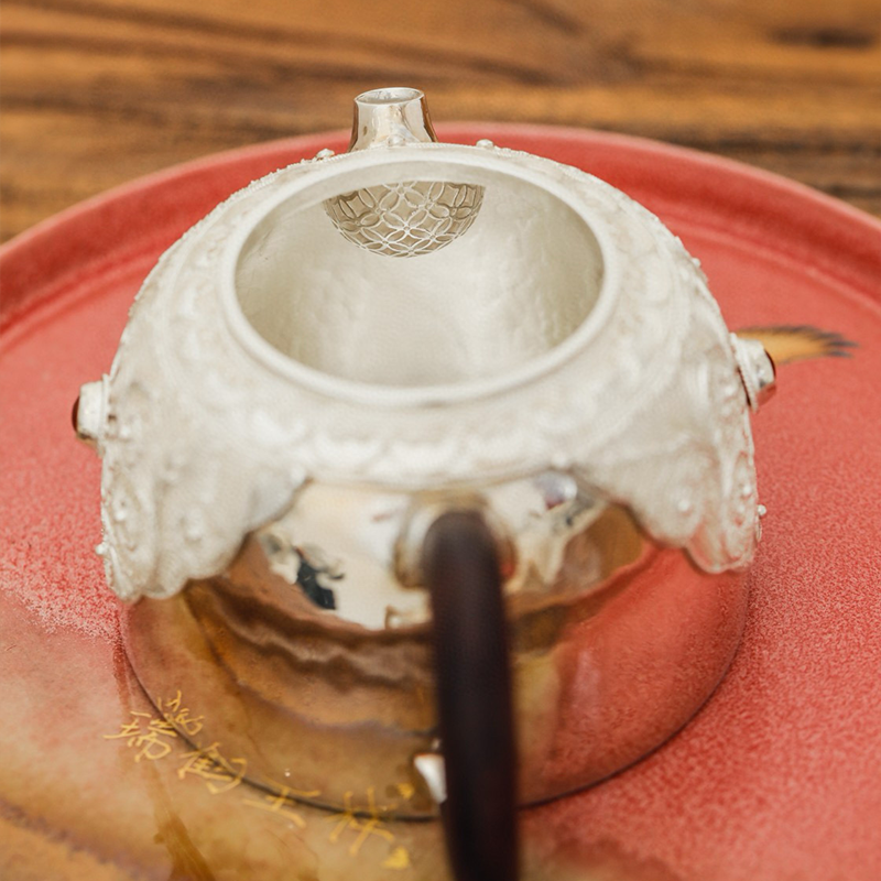 Chinese Hand-Hammered Silver Teapot
