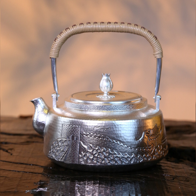 Chinese Hand-Hammered Silver Tea Set