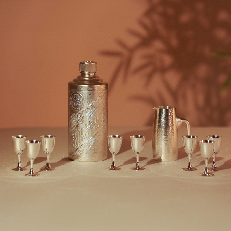 Chinese Hand-Hammered Wine Set