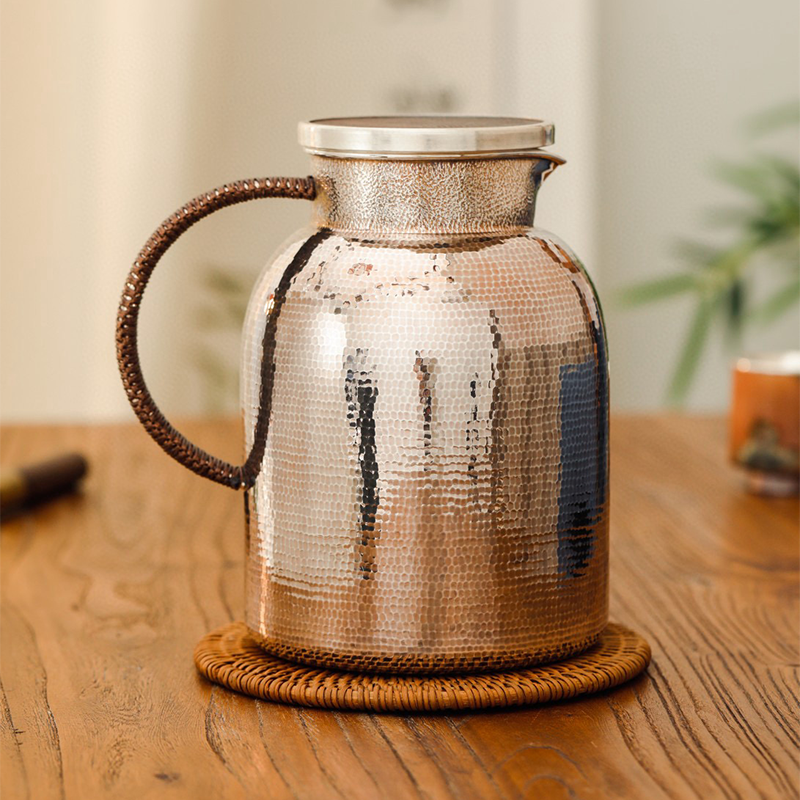 Chinese Hand-Hammered Silver Water Pot