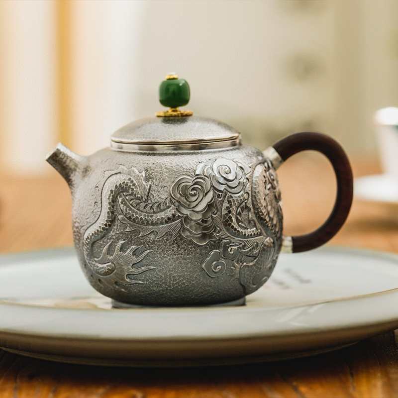 Chinese Hand-Hammered Silver Teapot