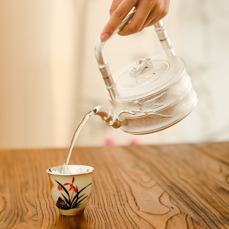 Chinese Hand-Hammered Silver Teapot