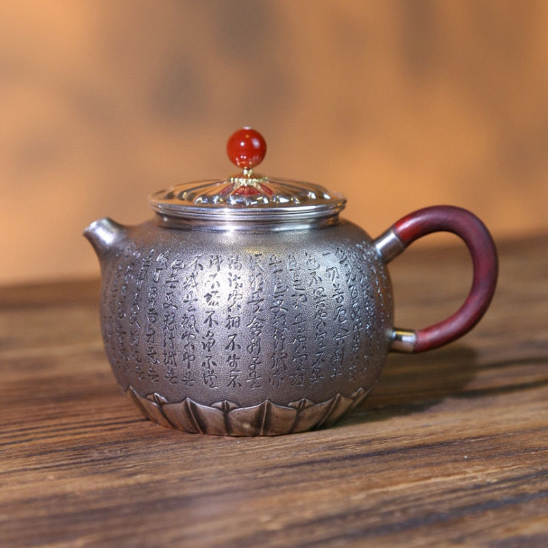 Chinese Hand-Hammered Silver Teapot
