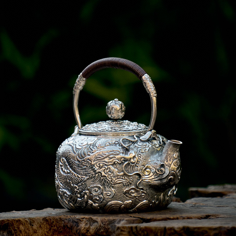Chinese Hand-Hammered Silver Teapot