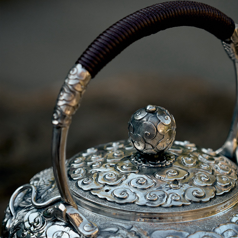 Chinese Hand-Hammered Silver Teapot