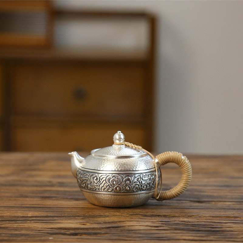 Chinese Hand-Hammered Silver Tea Set