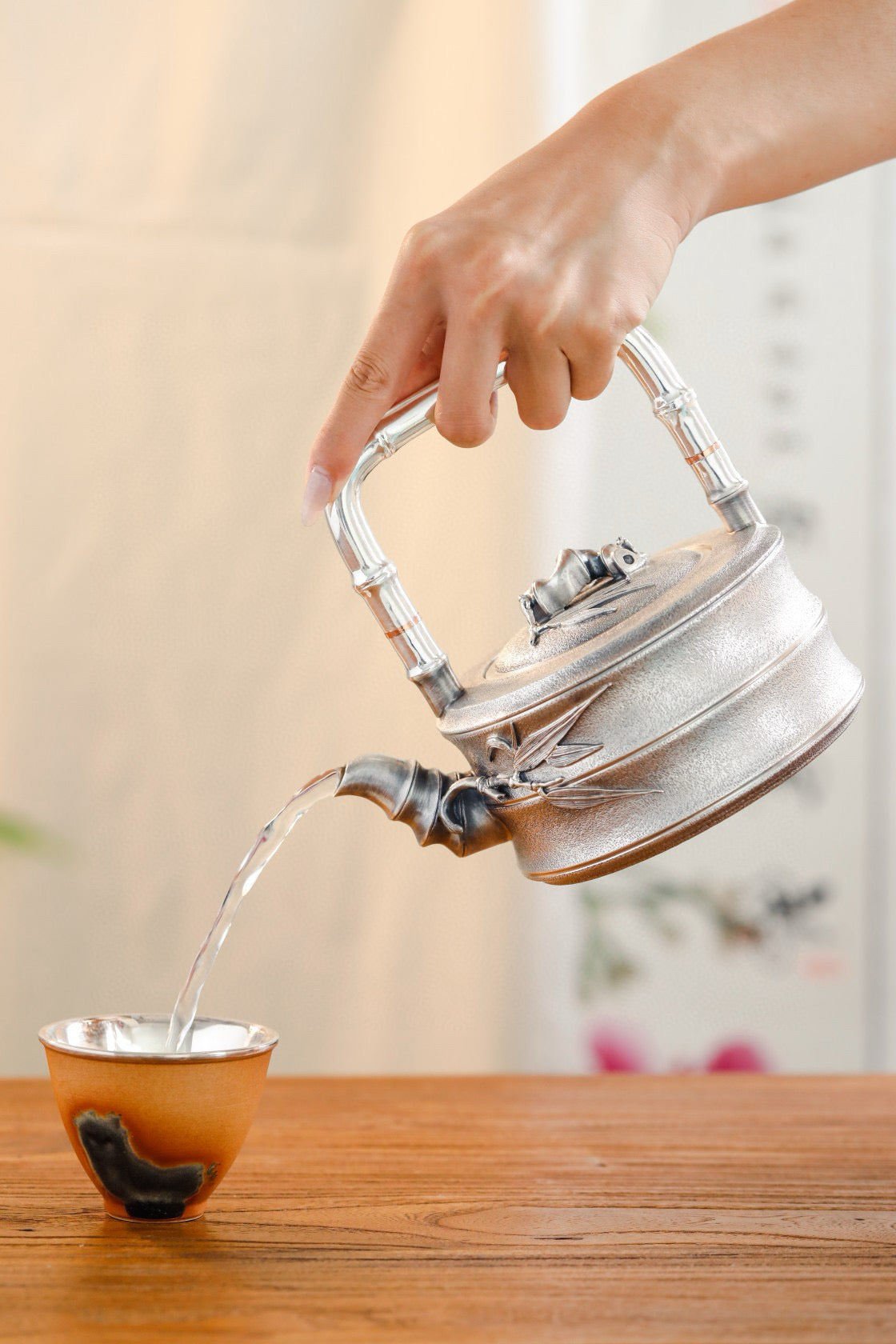 Chinese Hand-Hammered Silver Teapot