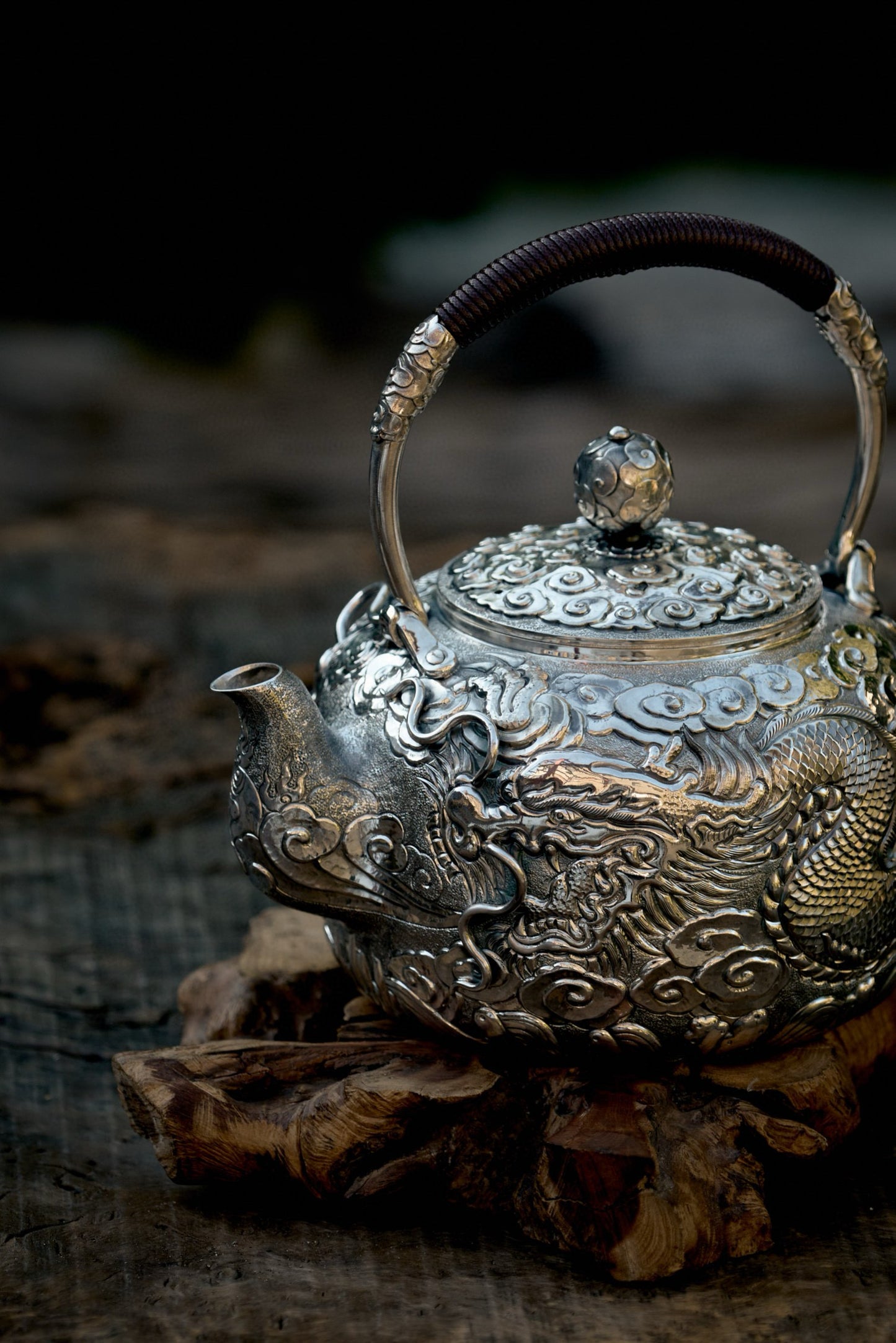 Chinese Hand-Hammered Silver Teapot
