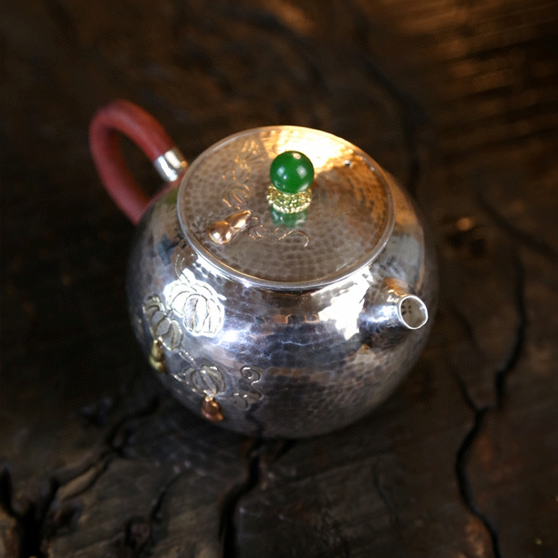 Chinese Hand-Hammered Silver Teapot