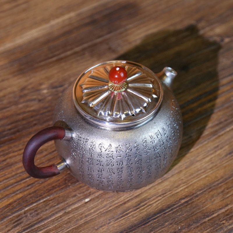 Chinese Hand-Hammered Silver Teapot