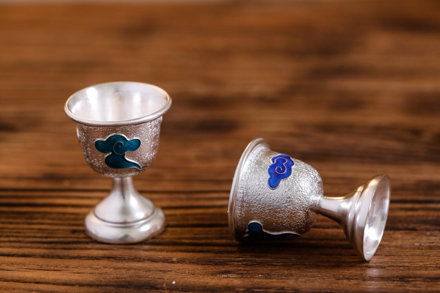 Chinese Hand-Hammered Silver Wine Set