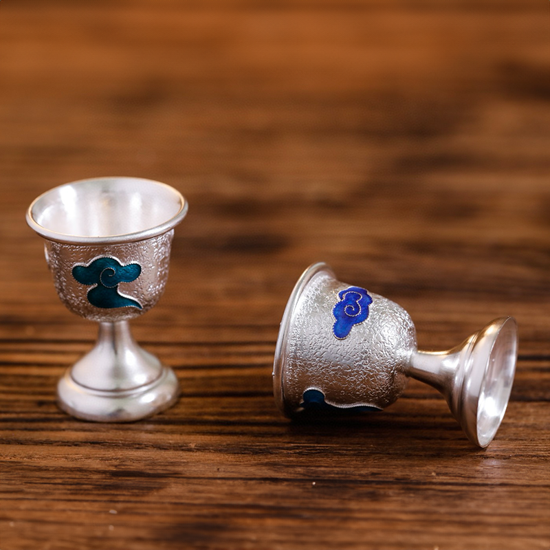 Chinese Hand-Hammered Silver Wine Set