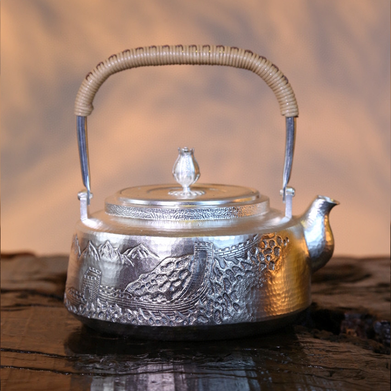 Chinese Hand-Hammered Silver Tea Set