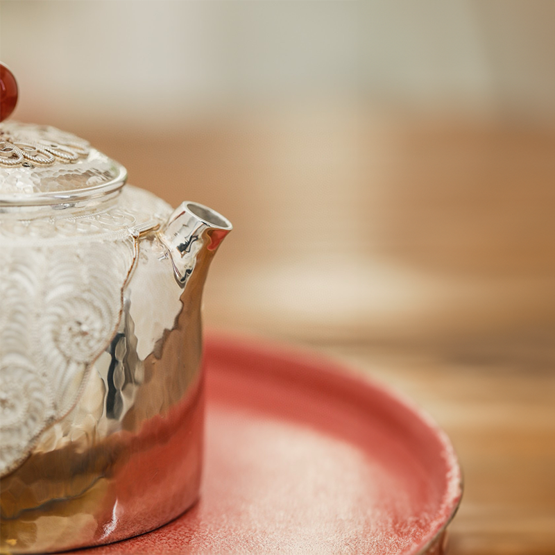 Chinese Hand-Hammered Silver Teapot