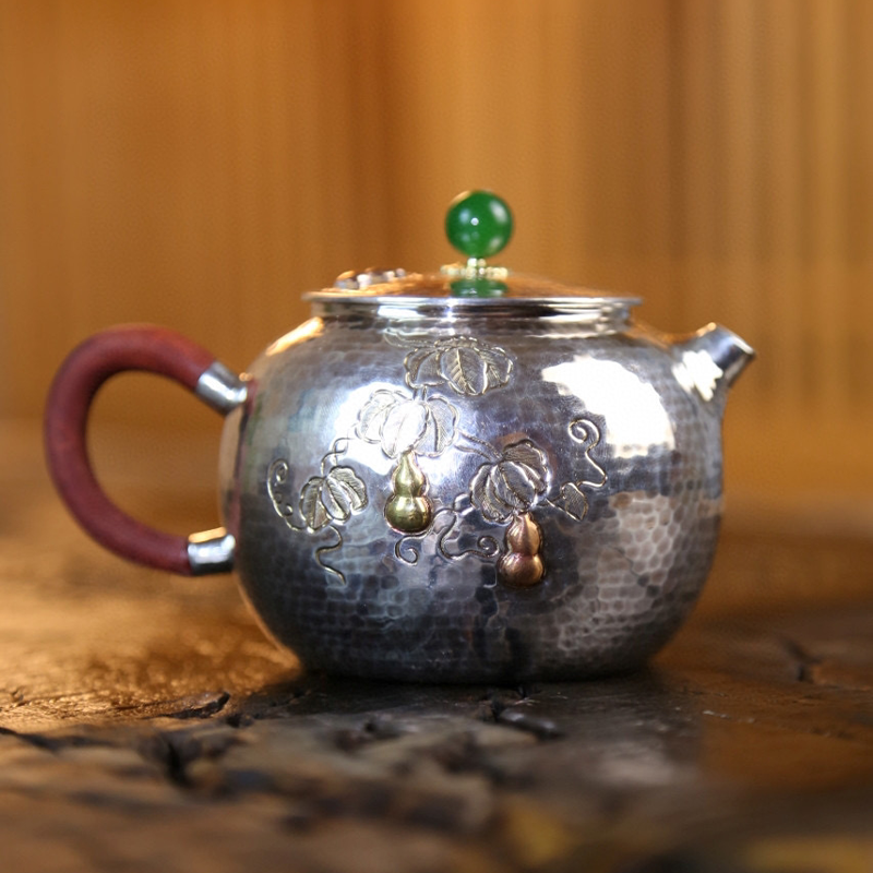 Chinese Hand-Hammered Silver Teapot