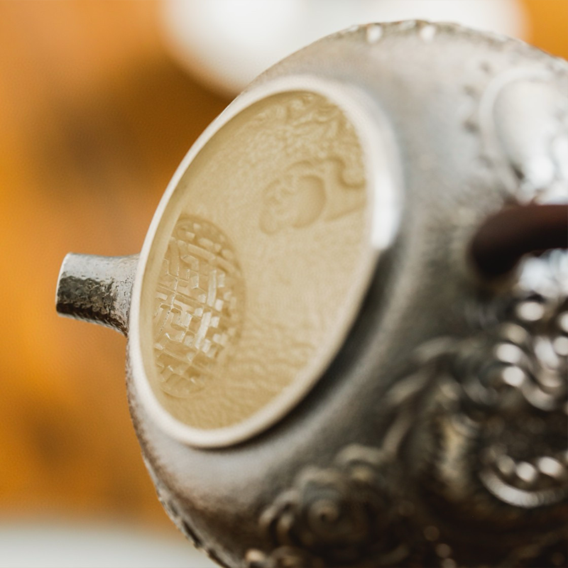 Chinese Hand-Hammered Silver Teapot