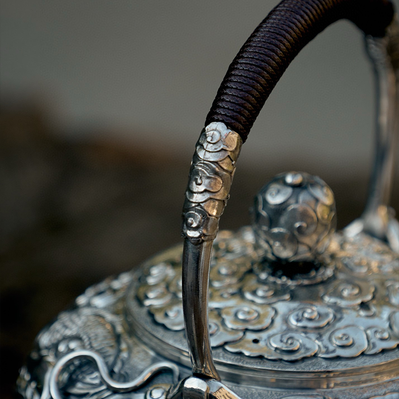 Chinese Hand-Hammered Silver Teapot