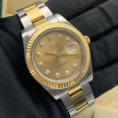 Pre-owned Rolex Datejust II 41mm Men's Watch-ref 116333 Diamond-Champagne Dial