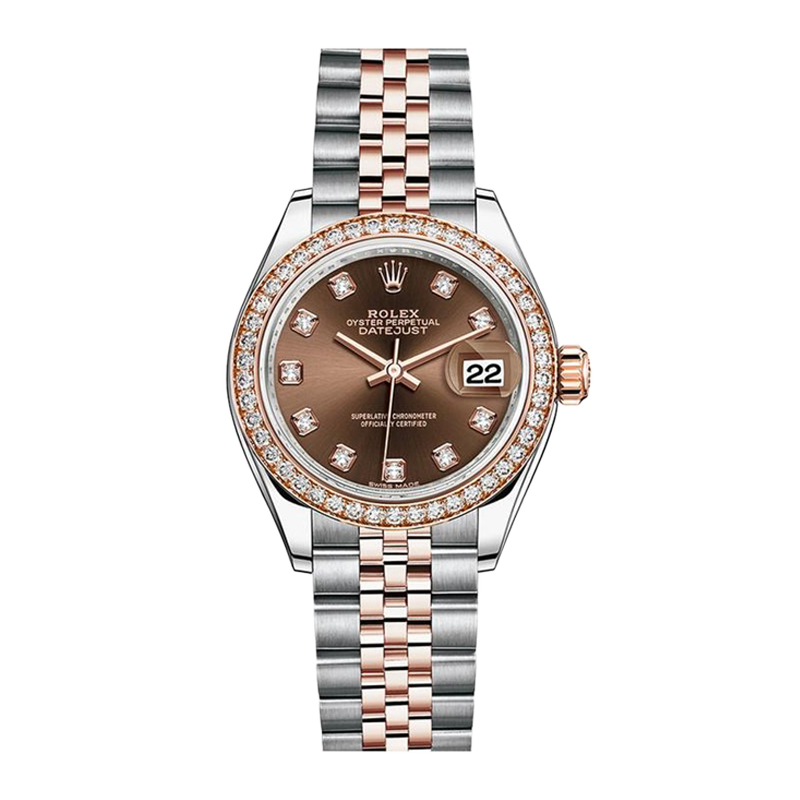 中古ロレックス レディ デイトジャスト 28mm レディース腕時計 - Ref. 279174 ピンク文字盤 (2022年)