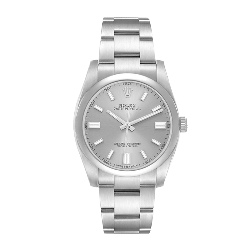 Pre-owned Rolex Oyster Perpetual 36mm Men's Watch - ref 116000 Silver Dial (2017)