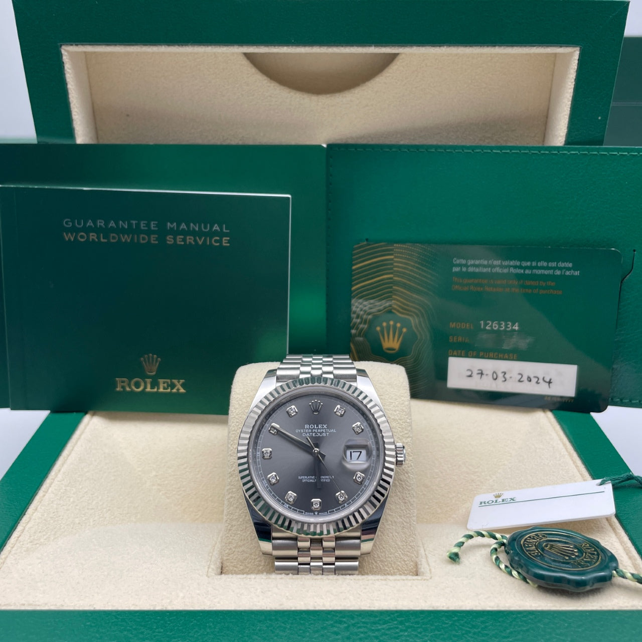 Pre-owned Rolex Datejust 41 41mm Men's Watch - ref 126334 Gray & Diamond Dial (2024)