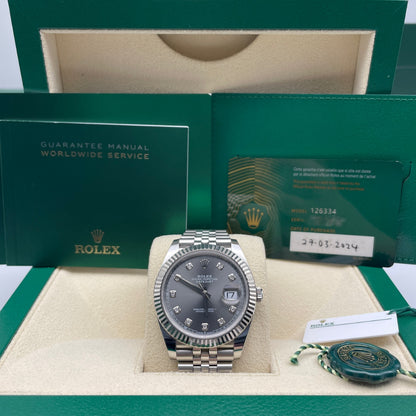Pre-owned Rolex Datejust 41 41mm Men's Watch - ref 126334 Gray & Diamond Dial (2024)