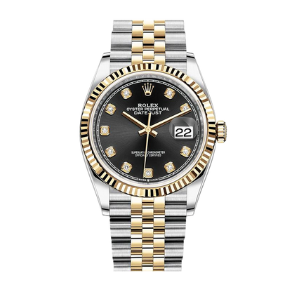 Pre-owned Rolex Datejust 36 36mm Men's Watch - ref 126232 Black & Diamond Dial (2019)