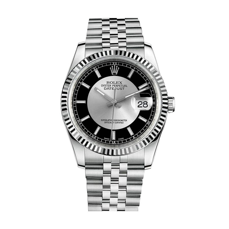 Pre-owned Rolex Datejust 36 36mm Men's Watch - ref 116234 Black&Silver Tuxedo Dial